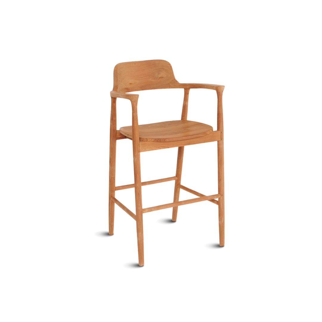Minimalist Hiroshima stool with teak wood construction and clean Scandinavian design